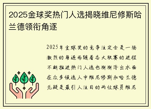 2025金球奖热门人选揭晓维尼修斯哈兰德领衔角逐 2025金球奖热门人选揭晓维尼修斯哈兰德领衔角逐